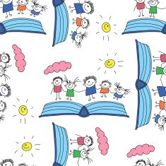 Vector seamless pattern Kids school and education N98