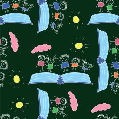 Vector seamless pattern Kids school and education N105