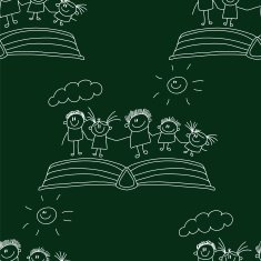 Vector seamless pattern Kids school and education N111