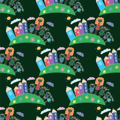 Vector seamless pattern Kids school and education N120