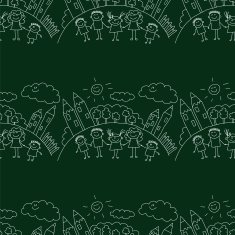 Vector seamless pattern Kids school and education N124