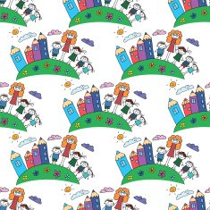Vector seamless pattern Kids school and education N126