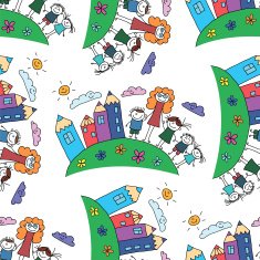 Vector seamless pattern Kids school and education N130