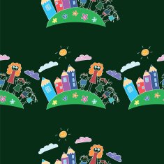 Vector seamless pattern Kids school and education N131
