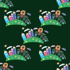 Vector seamless pattern Kids school and education N132