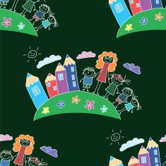 Vector seamless pattern Kids school and education N137