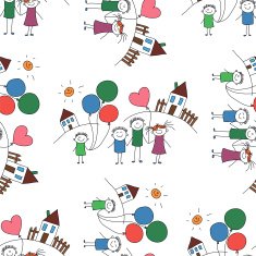 Vector seamless pattern Kids school and education N155