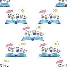 Vector seamless pattern Kids school and education N157