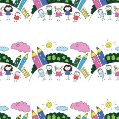 Vector seamless pattern Kids school and education N165