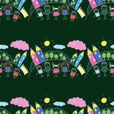 Vector seamless pattern Kids school and education N166
