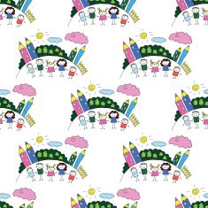 Vector seamless pattern Kids school and education N168