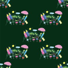 Vector seamless pattern Kids school and education N173