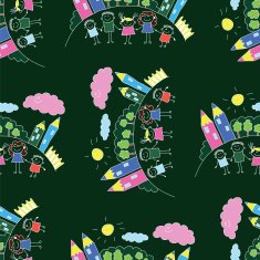 Vector seamless pattern Kids school and education N177