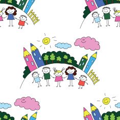 Vector seamless pattern Kids school and education N179