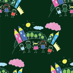 Vector seamless pattern Kids school and education N180