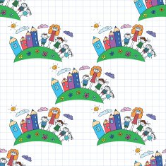 Vector seamless pattern Kids school and education N182