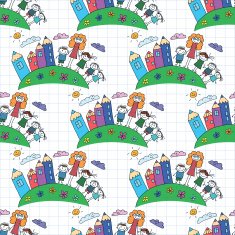 Vector seamless pattern Kids school and education N184