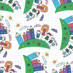 Vector seamless pattern Kids school and education N187