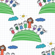 Vector seamless pattern Kids school and education N195