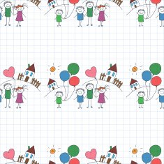 Vector seamless pattern Kids school and education N201
