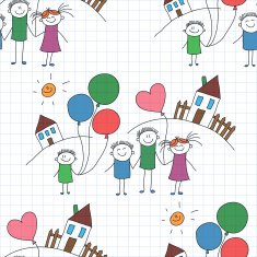 Vector seamless pattern Kids school and education N202