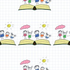 Vector seamless pattern Kids school and education N206