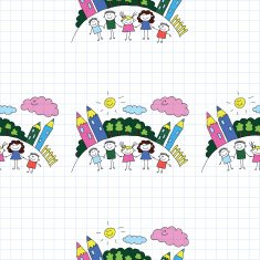 Vector seamless pattern Kids school and education N223