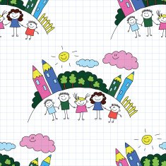 Vector seamless pattern Kids school and education N225