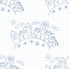 Vector seamless pattern Kids school and education N233