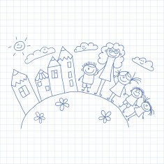 Vector seamless pattern Kids school and education N234