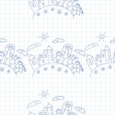 Vector seamless pattern Kids school and education N235