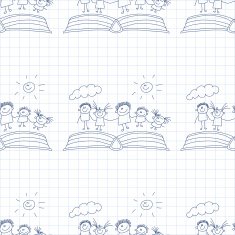 Vector seamless pattern Kids school and education N260