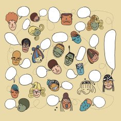 Funny pattern with cute faces and speech bubbles N3