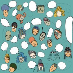 Funny seamless pattern with cute faces and speech bubbles N3