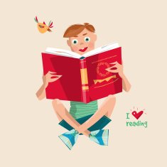 Boy with a book I love reading Literacy Day