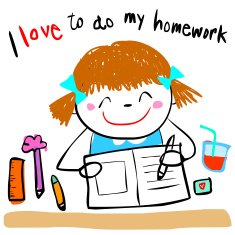 happy kid love to do homework vector illustration