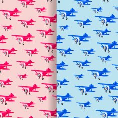 pink and blue airplanes pattern