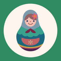 Matryoshka Russian traditional wooden doll vector pattern fl