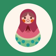 Matryoshka Russian traditional wooden doll vector pattern fl N2