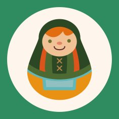 Matryoshka Russian traditional wooden doll vector pattern fl N6