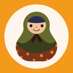 Matryoshka Russian traditional wooden doll vector pattern fl N7