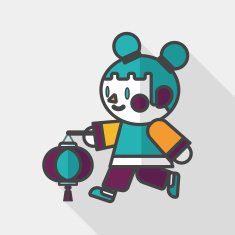 Chinese New Year girl flat icon with long shadow eps10 N19