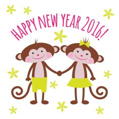 Greeting card with a year of the monkey 2016