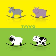 Children`s rocking toy Cow hippo neddy sheep