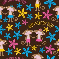 Christmas background with a monkey Seamless vector N2