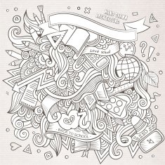 Cartoon vector hand-drawn Doodle on the subject of education N6