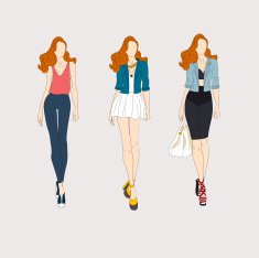 Hand drawn fashion models N9