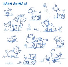 Cute Cartoon Farm Animals N6