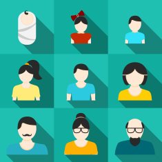 Set of family members icons - little baby girl and