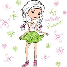 Vector fashion cute happy girl N3